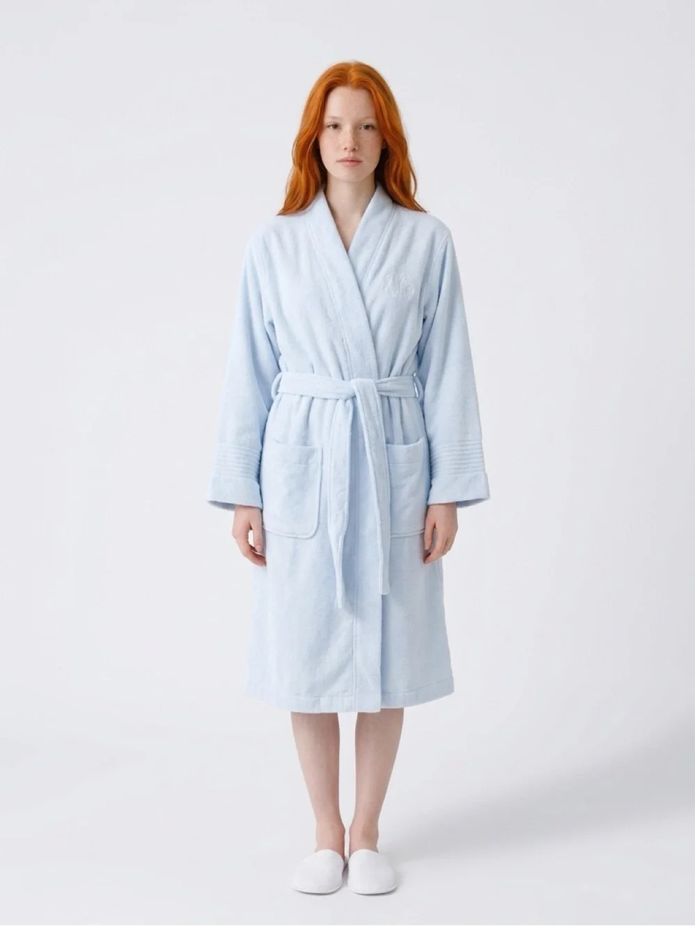 Ralph Lauren Light Blue Terry Bath Robe with Shawl Collar NWT $79 Beautiful